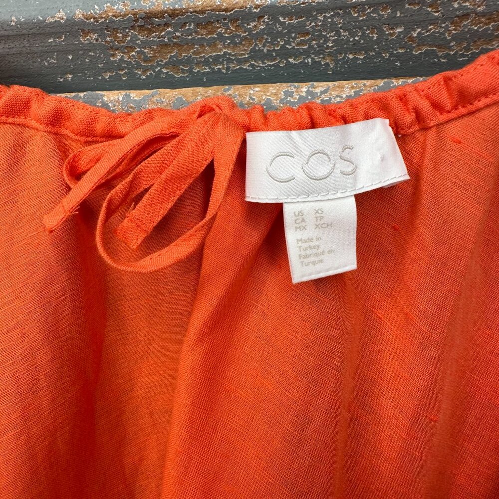 COS Low-Cut Back Linen Midi Dress Orange Sz XS - Picture 8 of 12